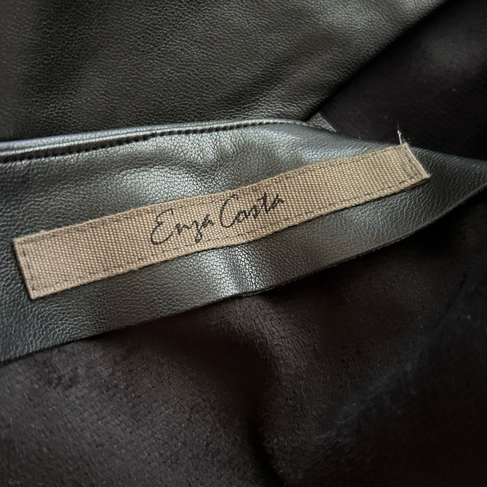 Enza Costa Faux Leather Wrap Midi Skirt in Black Sz L - Picture 6 of 7